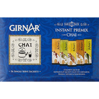Girnar Instant Tea Premix Variety Cardamom Masala Ginger Lemon Pack 36 Sachets
