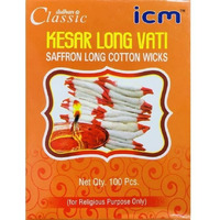 Classic Kesar Long Diya Batti (Saffron Long Cotton Wicks)