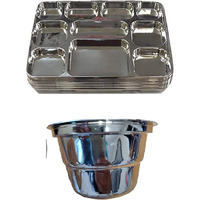 Disposable Plates 10 Compartment Silver Thali Plates Trays - For Indian Puja, Partys, Weddings