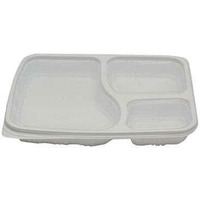 Plastic 3 Compartment Disposable Meal Tray With Lid - 200pcs