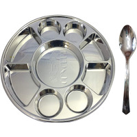 9 Compartment Disposable Silver Plates - Indian Thali Plastic Tray