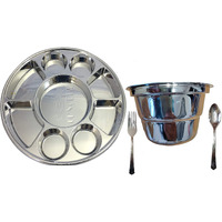 9 Compartment Disposable Silver Plates - Indian Thali Plastic Tray