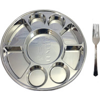 9 Compartment Disposable Silver Plates - Indian Thali Plastic Tray