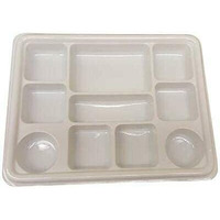 10 Compartment White Disposable Plastic Plates - 100pcs