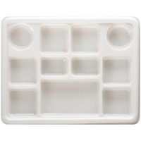 11 Compartment White Disposable Plastic Plates - 100pcs