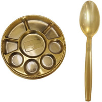 9 Compartment Disposable Gold Plates - Indian Thali Plastic Tray