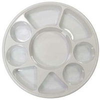 White 9 Compartment Disposable Plastic Plates - 100pcs