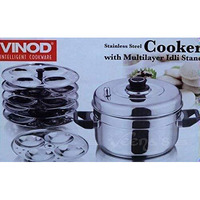 Vinod Stainless Steel cooker w/ Multilayer Idli Stand 5 plates