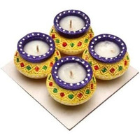 Flower Wax Matki Diya 4pc 2.25.inch #257