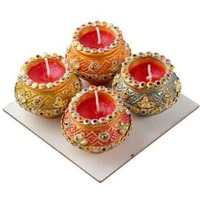 Flower Wax Matki Diya 4pc 2.25inch #251