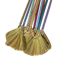 Anti-Static Choi Bong Co Vietnam Hand Made Straw Soft Broom Colored Handle 12  Head Width, 40  Overall Length 3-PC