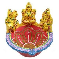 H.Laxmi Ganesh Saraswati Diya 1pc 6x6inch #345