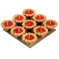 Flower Wax Diya 9pc 1.75inch #286