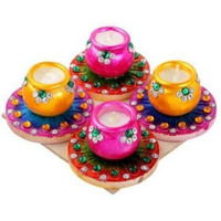 K. Wax Matki Diya 4pc 1.5inch #274