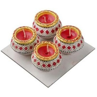 Flower Wax Matki Diya 4pc 2.25inch #254