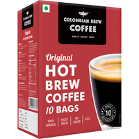 Colombian Brew Coffee Arabica Original Hot Brew 10 Bags, 10 Cups