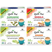 QuikTea 4 Flavors Unsweetened Variety Pack, Cardamom/Masala/Ginger/Lemongrass, 40 Oz