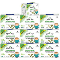 QuikTea Unsweetened Cardamom Chai Tea Latte - 100 Count (10 Boxes of 10 Each) - All Natural Preservative Free Authentic Instant Chai