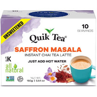 QuikTea Saffron Masala Chai Tea Latte - 10 Count Single Box - Non GMO All Natural Wellness Comfort Tea (Unsweetened)