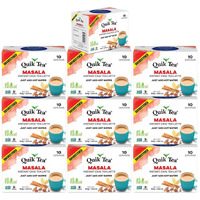 QuikTea Unsweetened Masala Chai Tea Latte - 100 Count (10 Boxes of 10 Each) - All Natural Preservative Free Authentic Instant Chai