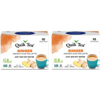 QuikTea Ginger Chai Tea Latte - 20 Count (2 Boxes of 10 Each) - Packaging May Vary - All Natural Preservative Free Authentic Chai from Assam & Darjeeling