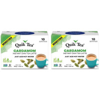 QuikTea Unsweetened Cardamom Chai Tea Latte - 20 Count (2 Boxes of 10 Each) - Packaging May Vary - All Natural Preservative Free Authentic Chai from Assam & Darjeeling