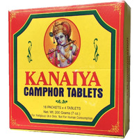 Kanaiya Camphor Tablets from India - 200 Grams - 64 Tablets (16 Blocks of 4)
