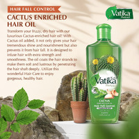 Dabur Vatika Naturals Enriched Hair Oil, Natural Moisturizing, Strengthening & Hair Oil Serum for Healthy Scalp, Nourishing Hair Oil for Soft, Manageable, Smooth & Silky Hair From Root to Tip (Cactus)