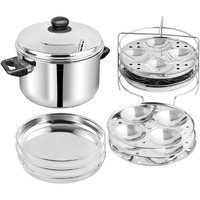 Vinod St. Steel Multi Pot large with Idli & Dhokla plates 4 plates each