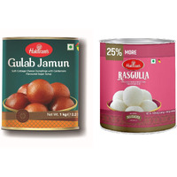 Haldiram's Gulab Jamun & Rasgulla Combo Pack 1 Kg Tin X 2 Pcs