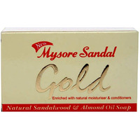 Mysore Sandal Gold Soap, 125 Grams Per Unit (Pack of 4) - Purest Sandalwood Soap - Grade 1 Soap - TFM 80% - Suitable for ALL Skin Type - Zero Dryness - Natural Sandalwood & Almond Oil Soap