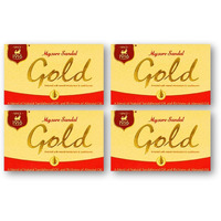 Mysore Sandal Gold Soap, 125 Grams Per Unit (Pack of 4) - Purest Sandalwood Soap - 100% Pure Essential Oils - Grade 1 Soap - TFM 80% - Suitable for ALL Skin Type - Enriched with Natural Moisturizer & Conditioners - Zero Dryness - Natural Sandalwood & Almond Oil Soap