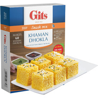 Gits Khaman Dhokla Instant mix 87.5 Oz (Pack of 5X17.5 Oz each) Ready to Cook Indian Breakfast, Snack Meal | 100% Vegetarian, Easy Recipe, No Artificial Colors, Flavors, Preservatives.