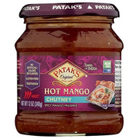 Patak's Hot Mango Chutney - 12 Oz (Pack of 3)  With Mangos, Dried Red Chile, and Spices, No Artificial Flavors or Colors, Gluten Free, Vegetarian Friendly