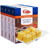 Gits Instant Khaman Dhokla Snack Mix, Makes 60 per Pack, Pure Veg, Indian Snack Mix, 2000g (Pack of 4, 500g Each)