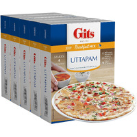 Gits Uttapam mix 87.5 Oz (Pack of 5X17.5 Oz each) Ready to Cook Indian Breakfast, Snack Meal | 100% Vegetarian, Easy Recipe, No Artificial Colors, Flavors, Preservatives. Vegan