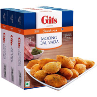 Gits Instant Mix Box - 600gm (Pack of 3 x 200gm) | Ready to Cook Indian Breakfast/Lunch/Dinner/Snack Meal | No Artificial Colors, Flavors, Preservatives, 100% Vegetarian, Easy Recipe (Moong Dal Vada)