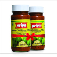 Priya Pickle Twin Pack - Mango Thokku w/Garlic  (Shredded Mango)(2 x 300 gms)