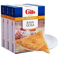 Gits Instant Mix Box - 600gm (Pack of 3 x 200gm) | Ready to Cook Indian Breakfast/Lunch/Dinner/Snack Meal | No Artificial Colors, Flavors, Preservatives, 100% Vegetarian, Easy Recipe (Rava Dosa)