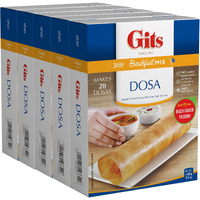 Gits Rice Dosa Instant mix 87.5 Oz (Pack of 5X17.5 Oz each) || Ready to Cook Indian Breakfast, Snack Meal | 100% Vegetarian, No Artificial Colors, Flavors, Preservatives.