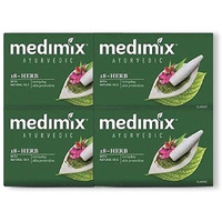Medimix Herbal Handmade Ayurvedic Classic 18 Herb Soap for Healthy and Clear Skin Pack of 4 (4 x 125 g)