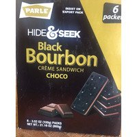 Parle Hide & Seek Black Bourbon Creme Sandwich with Chocolate Cream Filling 6-100 grams pack (600 grams / 21.16 oz)