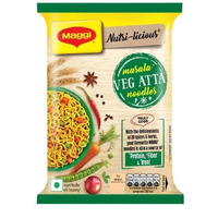 Maggi 2 Minutes Noodles Masala Veg Atta, 73 grams pack (2.57 oz)- 12 pack - Made in India (Masala Veg Atta)