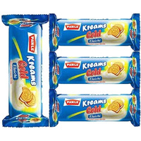 Pale Kreams Gold, Flavored Sandwich Biscuits, Flavored Cookies, 4 Packs (Elaichi)