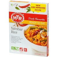 MTR Ready to Eat Just Heat and Eat | No Preparation | No additives | Gluten Free | Pack of 5 | Sambar Rice 300gms