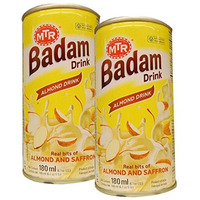 MTR Badam (Almond) Drink with Real Bits of Almond and Saffron - 180ml (Pack of 6)