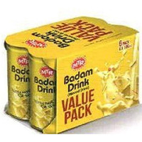 MTR Badam (Almond) Drink with Real Bits of Almond and Saffron - 180ml (Pack of 6)