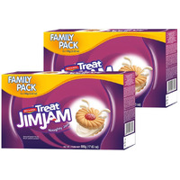 Britannia Treat Naughty Jim Jam Sandwich Biscuits 17.62oz (500g) - Breakfast & Tea Time Snacks - Delicious Grocery Cookies - Suitable for Vegetarians (Pack of 2)