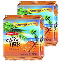 BRITANNIA Nice Time 16.9oz (480g) - Delicious Coconut Biscuit Crunchy - Kids Favorite Breakfast & Tea Time Snacks - Halal and Suitable for Vegetarians (Pack of 2)