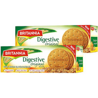 BRITANNIA Digestive Original Biscuits 14.11oz (400g) - Whole Wheat Flavor Cookies - Breakfast & Tea Time Healthy Snacks - Suitable for Vegetarians (Pack of 2)